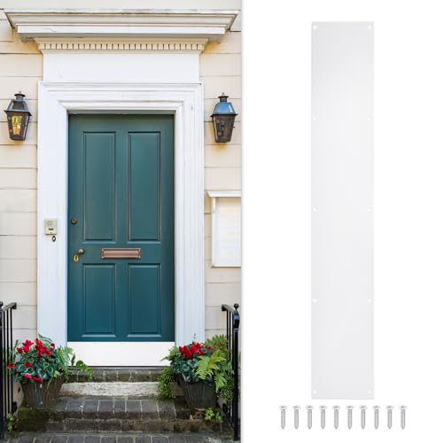 uxcell Door Kick Plate, 6 x 34 Inches Aluminum Kick Plate Door Plate, 1.5mm (1/16 Inch) Thickness, for Exterior Front Door or Back Door, White (Single Pack) - color: White, size: 6 x 34 Inch