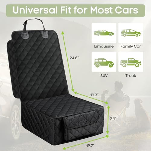 Dog Car Seat Cover, 2 Pack Waterproof Pet Front Seat Car Cover, Full Protection Dog Seat Protector with Side Flaps, Universal Size for Cars, Trucks, SUVs - size: 2 Pack