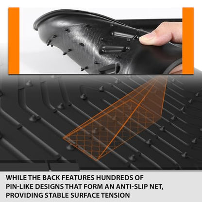 G-PLUS Floor Mats Fit for Chevy Silverado/GMC Sierra 1500 2500HD 3500HD Crew Cab 2019-2025(Fit with Rear Under-Seat Storage), TPE All Weather Custom Fit Floor Liner Car Mats 3 Piece Black