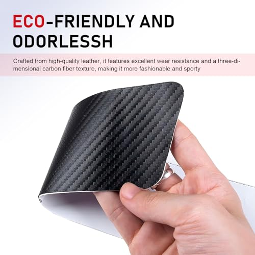 4 PCS Car Door Sill Protectors, American Flag Carbon Fiber Leather Decoration Strip, Waterproof Anti-scratch Guard with Self-adhesive, Universal for Front and Rear Door Entry (Black)