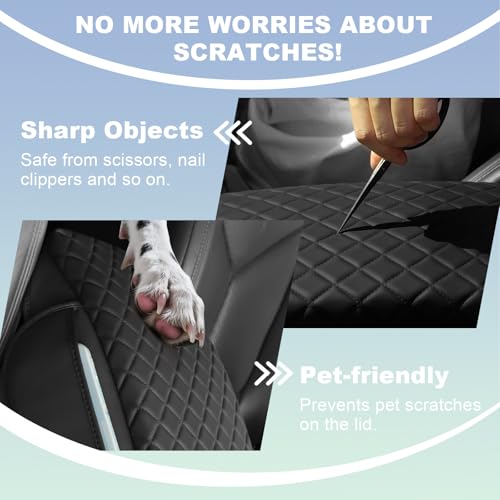 Center Console Cover for Ford Explorer 2020-2026 Leather Armrest Cover Middle Console Cover with 2 Side Pockets Arm Rest Pad Cushion for Explorer Accessories (2020-2026)