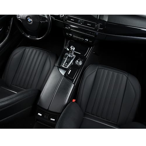 Black Car Seat Cover 2 Pack, Universal Leather Front Seat Covers Bottom Protector, Anti-Slip and Full Wrapping Edge Compatible with Most of Vehicles - SUVs/Sedans/Pickup Trucks