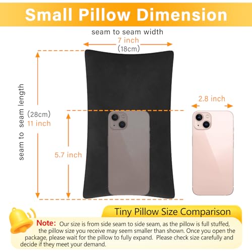 1 MIDDLE ONE 2 Pack Small Pillow, Memory Foam Mini Pillow 11 X 7 Inches for Travel, Sleeping, Nap and Neck, Knee, Lumbar Support, Tiny Cushion for Pet, Dogs (Black) - color: Black, size: 11x7 inch