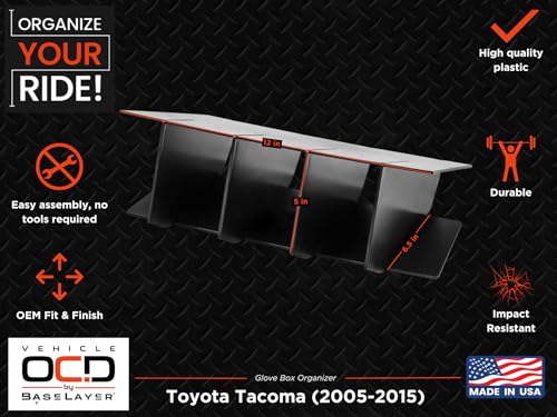 Vehicle OCD - Glove Box Organizer for Toyota Tacoma (2005-2015) - Made in USA - SLX101 - size: 2005-2015, style: Glove Box Organizer