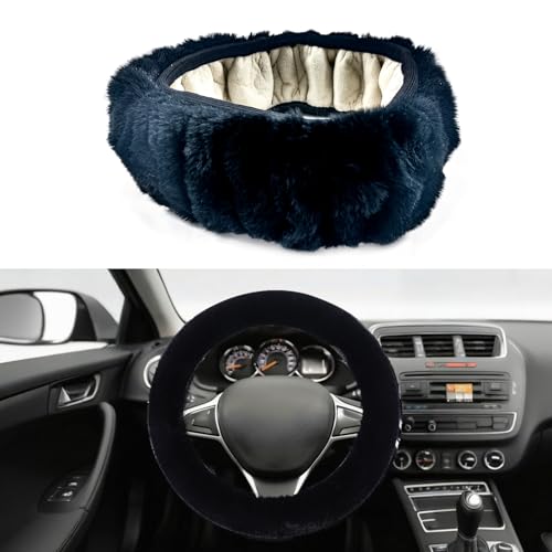 Fluffy Steering Wheel Cover, Winter Warm, Suitable for Most Car Steering Wheels in The 14-15 Inch Range(Black, 1PCS) - color: Black, size: 1PCS
