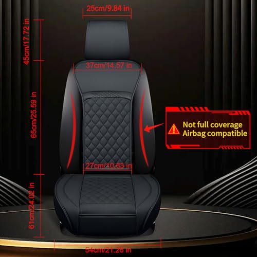 Front Car Seat Covers for Land Rover,Leather Waterproof Seat Protector Custom Fit Land Rover Defender Discovery Range Rover Evoque Sport Velar,2 Pack,Black - color: Black