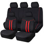 CAR-GRAND Universal Stylish Piping Cloth Car Seat Covers Full Set, Breathable and Washable Automotive Seat Covers with Air Compatible,3 Zipper Bench Design,Fit 90% SUV,Truck,Sedan (Black and Red) - color: Black-Red