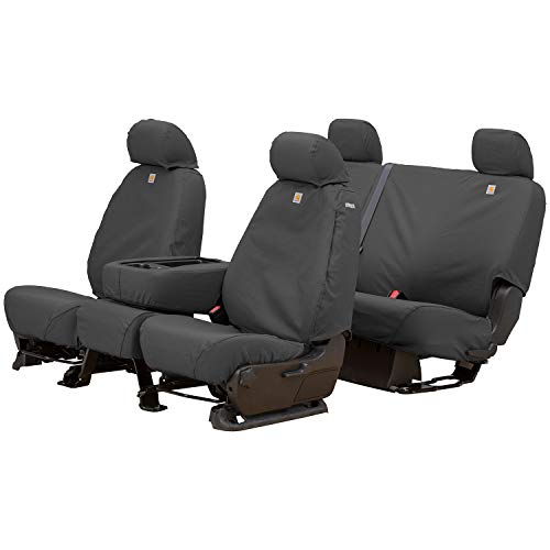Covercraft Carhartt SeatSaver Custom Seat Covers | Fits 2015-2018 Ford F-150 Crew Cab | 2nd Row 60/40 Bench Seat, Duck Weave Gravel