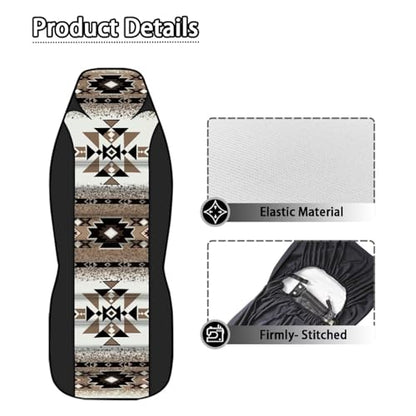 INSTANTARTS Aztec African Tribal 2 Piece Seat Cover Women Front Seat Protector Seat Dust Cover Auto Cover Washable Car Seat Dust Cover for Men - color: Aztec African Tribal