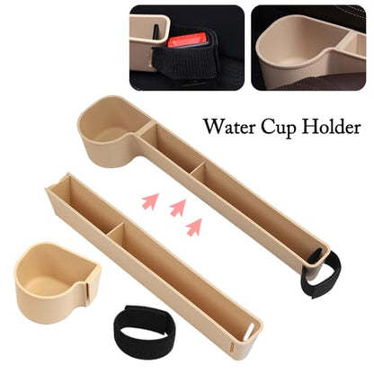 Car Seat Gap Filler, Multifunctional Seat Side Gap Filler with Cup Holder & Organizer, Gap Stopper Universal Fit Car SUV Truck Fill The Gap Between Seat & Console Set of 2 (Beige) - color: Beige