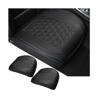 2PCS Leather Car Seat Cover, Vehicle Front Bottom Seat Protector Pad, Full Surrounded Waterproof Auto Seat Protective Cushion with Storage Pocket, Universal for SUV, Truck, Sedan（Black） - color: Front/Black