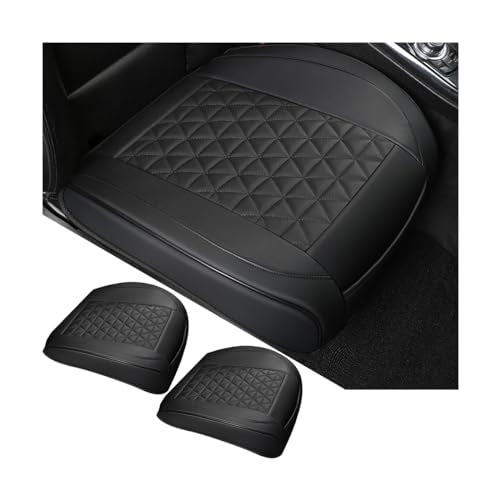 2PCS Leather Car Seat Cover, Vehicle Front Bottom Seat Protector Pad, Full Surrounded Waterproof Auto Seat Protective Cushion with Storage Pocket, Universal for SUV, Truck, Sedan（Black） - color: Front/Black