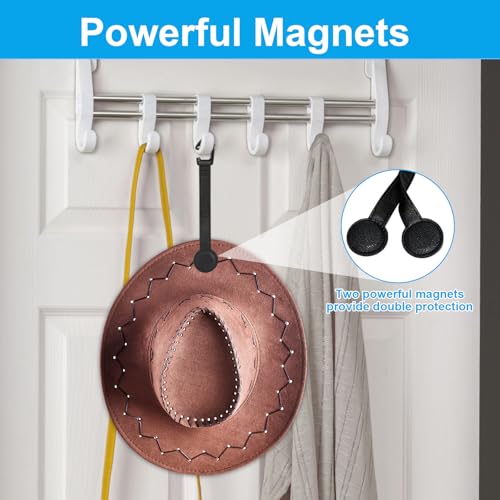 2 pcs Cowboy Hat Holder for Truck- Car Hats Organizer Accessories- Magnetic Clip Leather Hat Rack for Car- Headrest Hat Hanger Vehicle for Travel on Bag & Rack