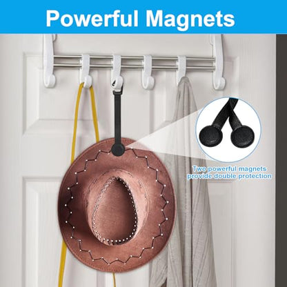 2 pcs Cowboy Hat Holder for Truck- Car Hats Organizer Accessories- Magnetic Clip Leather Hat Rack for Car- Headrest Hat Hanger Vehicle for Travel on Bag & Rack