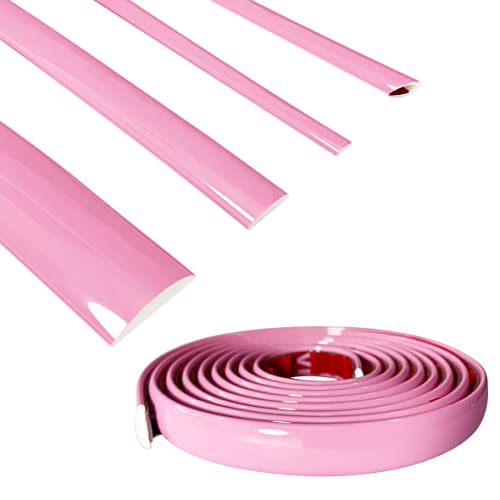 16Ft Soft Pink Car Motor Bike Self-Adhesive Exterior and Interior Molding Trim Universal Dashboard Bumper Window Door Body Side Decorative Strip Scratch-Proof (Width: 1/2 inch (12mm)) - style: Width: 1/2 inch (12mm)