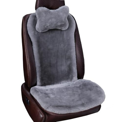 OGLAND Shearling Sheepskin Car Seat Cover, Fluffy Fuzzy Soft Fur Auto Seat Cover for Universal Comy Seat Cushion Accessories Automobiles (3 Pack Front, Misty Gray) - color: Misty Gray