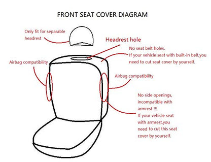 Flying Banner Car Seat Covers Front Set Breathable Mesh Seat Protector Fabric Polyester Cover Easy Installation SUV CAR Woman Lady Femal (Front Set, Black Red)