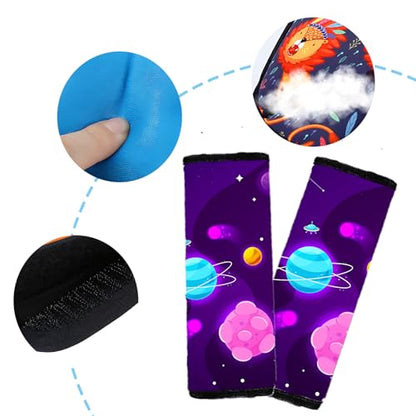 Kid's Seat Belt Cover Pad,Soft Shoulder Seatbelt Covers for Kid,Cute Toddler Seat Cushion (Planet) - color: Planet