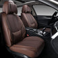 Coverado Front and Back Seat Covers, 5 Pieces Waterproof Nappa Leather Auto Seat Protectors Full Set with Head Pillow, Universal Car Accessories Fit for Most Sedans SUV Pick-up Truck, Brown
