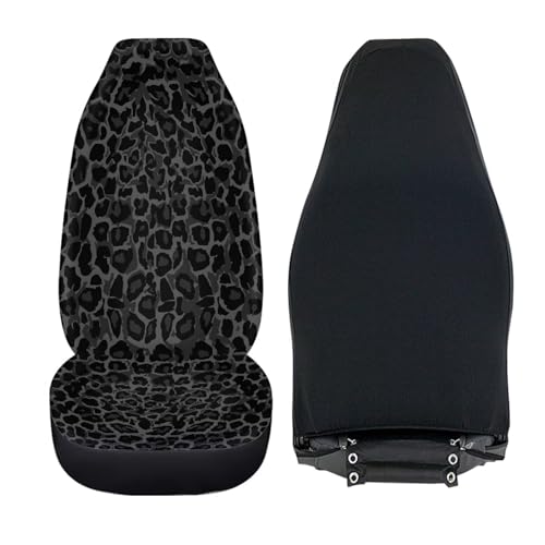 Black Leopard Print Car Seat Covers Universal Front Car Seats Anti-Slip Back Fabric Removable Automotive Accessories Suitable for Cars SUV - color: Black Leopard Print