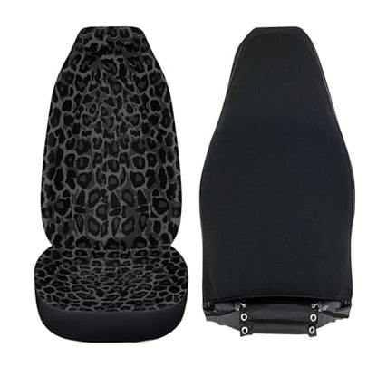 Black Leopard Print Car Seat Covers Universal Front Car Seats Anti-Slip Back Fabric Removable Automotive Accessories Suitable for Cars SUV - color: Black Leopard Print