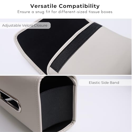 Premium PU Leather Car Tissue Holder, Classic Style, Rectangular, Black - color: Black