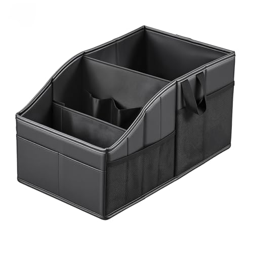 WHHMK Car Storage, Sturdy Leather Car Backseat Organizers, Support Up to 33 LB of Weight Automotive Front Seat Organizer, Floor Organizer and Storage Used for SUV Truck Toy Snack Water Bottle Holder - color: Black