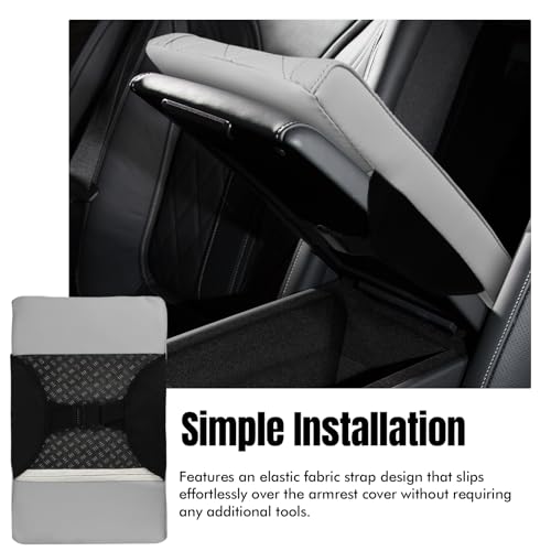 Hovom Car Center Console Armrest Pillow, 12.6"×7.87"×1.97" Leather Arm Rest Cover for Cars, Soft Comfortable Auto Armrest Cushion Pad, Vehicle Middle Console Cover, Car Accessories (Gray)