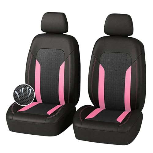 4PCS Cooling Car Seat Covers,Breathable Front Seat Covers with Mesh Construction and Foam Padding,Car Seat Protector to Reduce Back Sweating,Universal Car Interior for Car SUV (Pink) - color: Pink