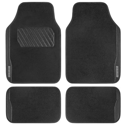 Motor Trend SpeedSeries Carpet Floor Mats Set - Universal Fit for Cars, Trucks, SUVs, Vans Trim Racing Design Car Mats Full Set Tapetes para Carro - Set of 4, Black & Black Car Carpet Mats - color: Black
