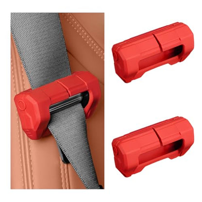 DXNQ 2PCS Car Seat Belt Buckle Covers, Anti-Scratch Silicone Auto Seat Belt Clips Protective Sleeve, Universal Seatbelt Buckle Cover Protector for Van Truck SUV, Car Accessories (Red)