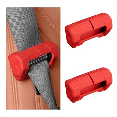 DXNQ 2PCS Car Seat Belt Buckle Covers, Anti-Scratch Silicone Auto Seat Belt Clips Protective Sleeve, Universal Seatbelt Buckle Cover Protector for Van Truck SUV, Car Accessories (Red)