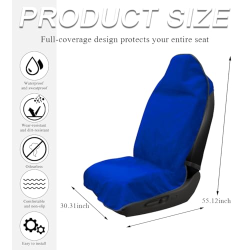 DXNQ Waterproof Car Towel Seat Cover, Sweating Non-Slip Premium Towel Carseat Cover Protector, Universal Soft Machine Washable Car Truck SUV Front Seat Cover for Gym Workout Beach Hiking (Blue) - color: Blue, 1pc, Front