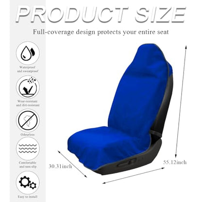 DXNQ Waterproof Car Towel Seat Cover, Sweating Non-Slip Premium Towel Carseat Cover Protector, Universal Soft Machine Washable Car Truck SUV Front Seat Cover for Gym Workout Beach Hiking (Blue) - color: Blue, 1pc, Front