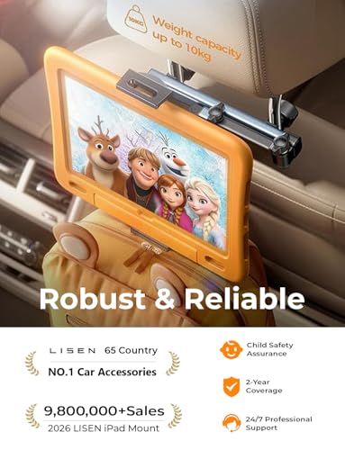 LISEN for iPad Holder Car Tablet Mount, Road Trip Essentials Toddler Kids Travel Gifts, Car Accessories for Women Interior Organizer Mens Truck 3in1 Tablet Holder for Car Camping Back Seat Headrest
