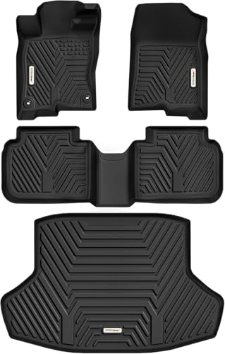 YITAMOTOR Floor Mats &Trunk Mat Fit for 2022-2026 Honda Civic Sedan (Not for Hatchback) / 2023-2026 Acura Integra TPE All Weather Custom Fit Car Liners Accessories, 1st & 2nd Row & Cargo Liner - style: 22-26 Honda Civic floor mats & cargo mats
