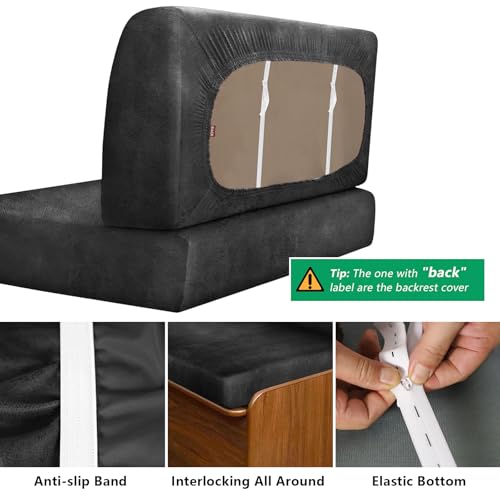 molasofa Leather Like RV Dinette Cushion Covers, RV Booth Seat Cover Stretchable Camper Cushion Couch Covers Washable Slipcovers for Camper Car Bench (1 Backrest Cover & 1 Bench Cover, Dark Gray) - color: 02dark Gray, size: 1 Bench Cover & 1 Backrest Cove