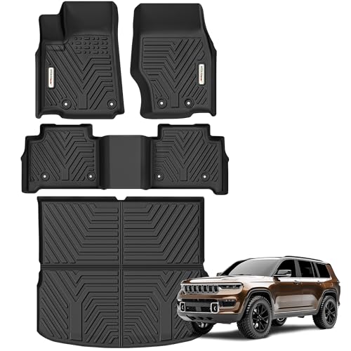 YITAMOTOR Floor Mats & Cargo Mats for Jeep Grand Cherokee 2022-2026 (Include 4xe NOT for L or WK), All Weather Custom Fit TPE Rubber Mat, Rugged Cherokee Accessories, Anti-Slip Floor Liners Set, Black - style: 2022-2026 Jeep Grand Cherokee (Not for L/WK)