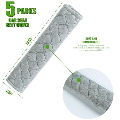 5 Pack Soft Comfort Car Seatbelt Cover Protector Pads Strap for Protecting Neck and Shoulder (Gray) - color: Grey