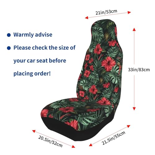 Red Hibiscus Car Seat Cover Bucket Seat Cushion Front Auto Seat Cover Car Bucket Seats Protector Covers Universal fit for SUV Sedan Van Aloha Palm Leaf Monstera Car Accessories - color: Red Hibiscus