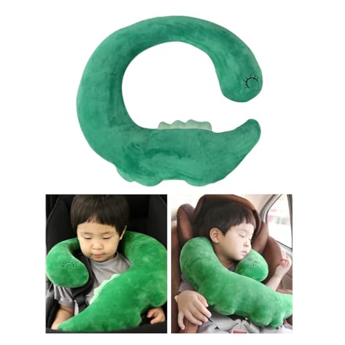 Car Travel Pillow for Kids Car Seat Pillow Cute Cartoon Travel Pillow Cushion Breathable Head and Body Support Pillow for Sleeping Travel Neck Rest Car Seat Pillow Long Journey&Road Trip - color: Green Dinosaur
