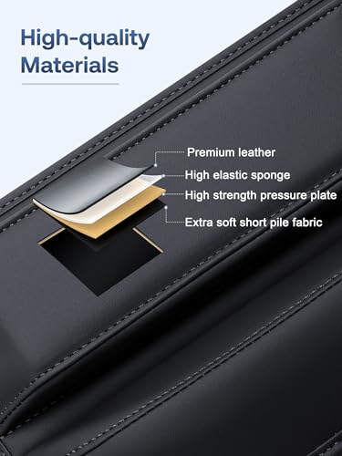 Premium Leather Car Seat Gap Filler Organizer (0.2”-1.2" Gaps), Clever Gifts for Car SUV Truck Owners (Black, 1 Pack) - color: 01 Black, 1 Pack