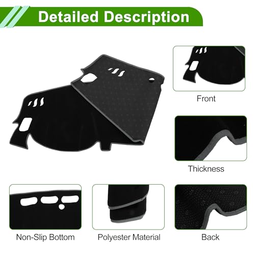 Dash Cover for Nissan Altima 2019-2025 No Hud Dashboard Cover Car Interior Anti-Slip/Anti Dust Polyester Black with Gray Edge 1 Pcs - color: Black with Gray Edge