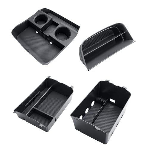 BIBIBO 4Packs for 2026 Hyundai Palisade Center Console Organizer 2026 Hyundai Palisade Calligraphy Console Tray 2026 Palisade Console Insert Tray 2026 Palisade (ONLY FIT Palisade Calligraphy) - color: Black-(Console Under+Insert shelf+Armrest Tray)