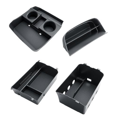 BIBIBO 4Packs for 2026 Hyundai Palisade Center Console Organizer 2026 Hyundai Palisade Calligraphy Console Tray 2026 Palisade Console Insert Tray 2026 Palisade (ONLY FIT Palisade Calligraphy) - color: Black-(Console Under+Insert shelf+Armrest Tray)