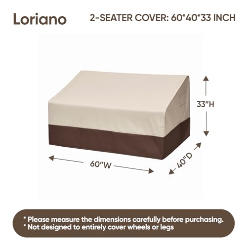 2-Seater Patio Sofa Cover, 100% Waterproof for Outdoor Loveseat Covers, 600D Oxford Fabric Heavy Duty Lawn Patio Furniture Covers 60"W x 40"D x 33"H