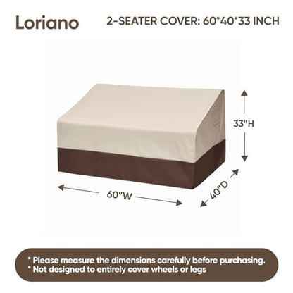 2-Seater Patio Sofa Cover, 100% Waterproof for Outdoor Loveseat Covers, 600D Oxford Fabric Heavy Duty Lawn Patio Furniture Covers 60"W x 40"D x 33"H