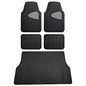 FH Group Premium Liners Tall Channel Trimmable All Weather Rubber Full Set Car Floor Mats (Gray) w. Trimmable All-Season Cargo Liner (Black) - Universal Fit for Cars Trucks and SUVs - color: Gray, style: With Cargo Mats