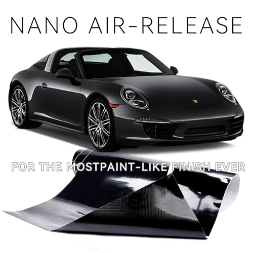 Black Vinyl Car Wrap Gloss Black Vinyl wrap Ultra Gloss Stickers Car wrap Tape DIY Roll (1FT*5FT) - size: 1FT*5FT