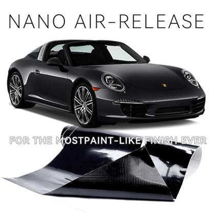 Black Vinyl Car Wrap Gloss Black Vinyl wrap Ultra Gloss Stickers Car wrap Tape DIY Roll (1FT*5FT) - size: 1FT*5FT
